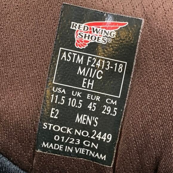 Red Wing Safety Toe Work Boots Men Sz 11.5 Dark Brown Moc Toe Oiled Leather 6" - Picture 8 of 11